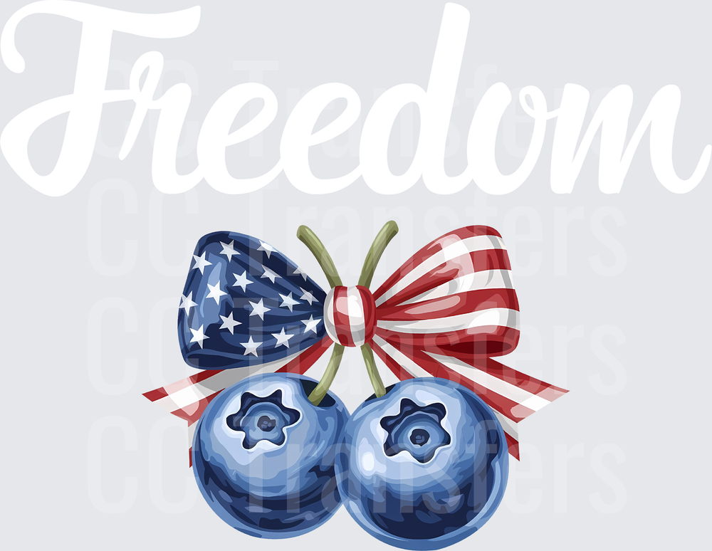 Patriotic Blueberries with American Flag Bow (DTF)