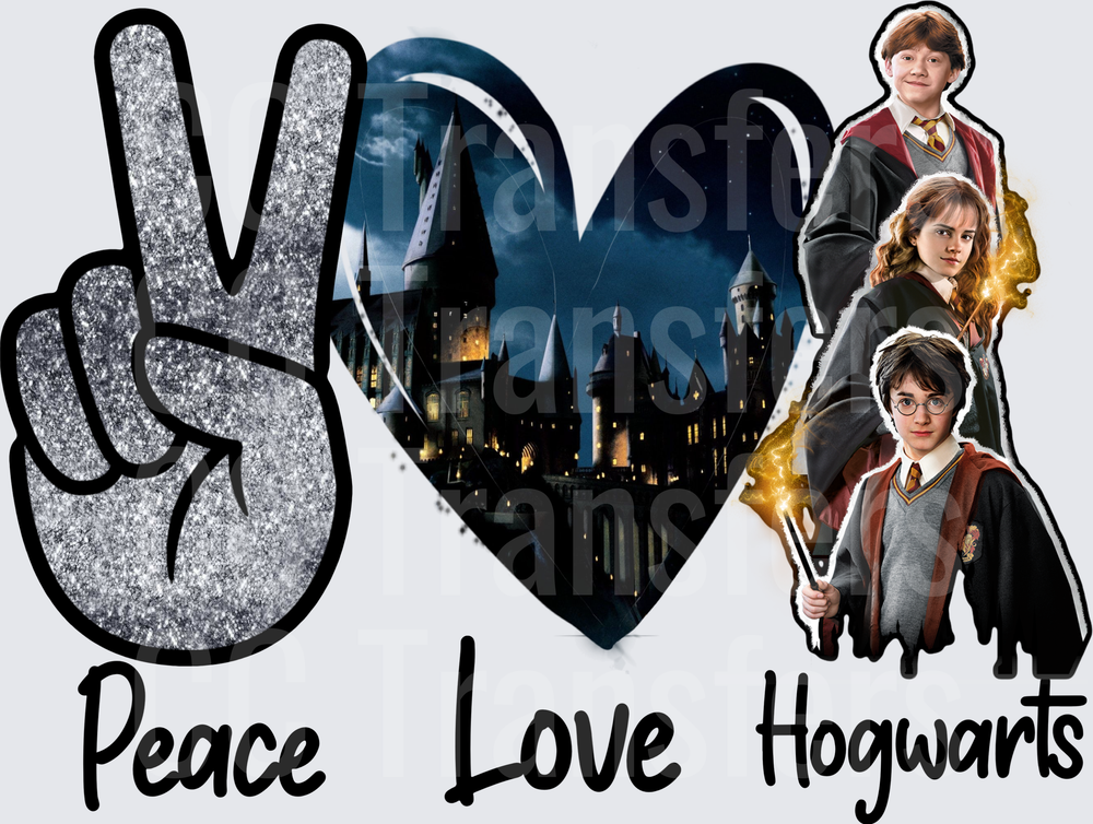 Peace Love Hogwarts Wizarding World Trio (DTF)
