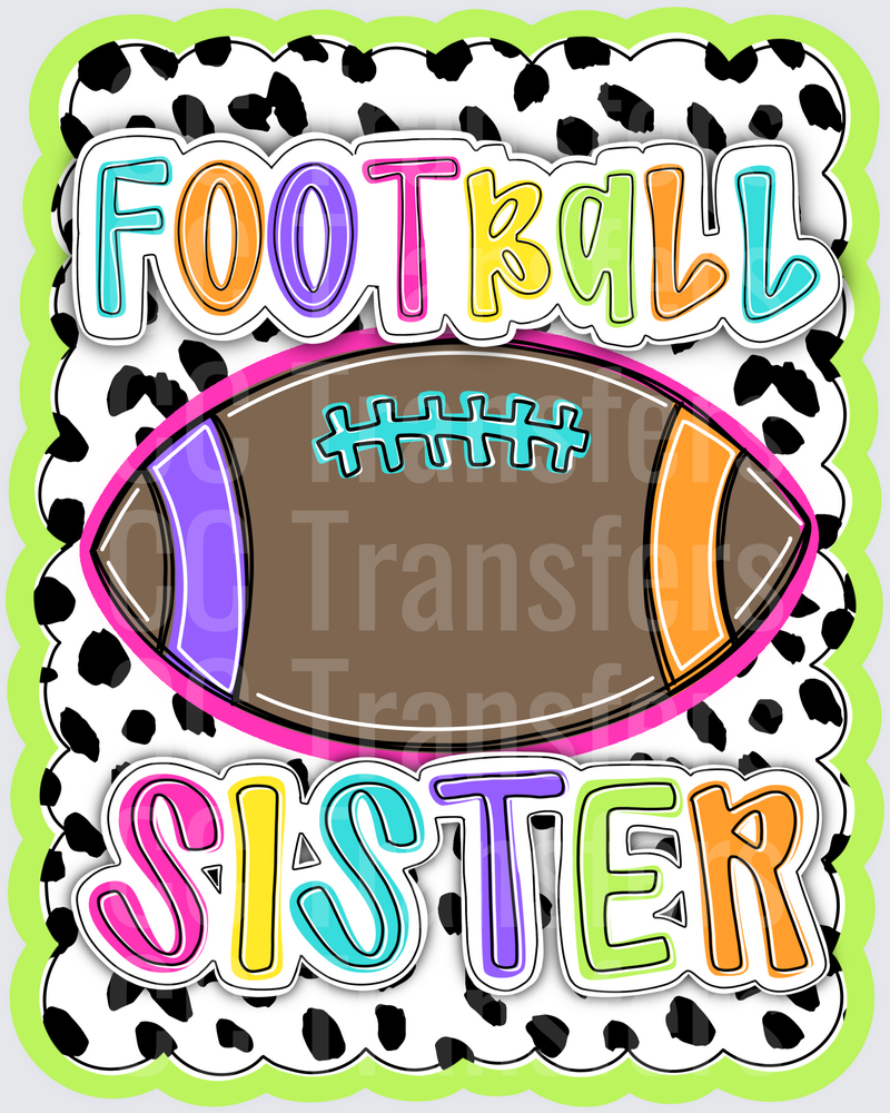 Colorful Football Sister Dalmatian Print Design (DTF)