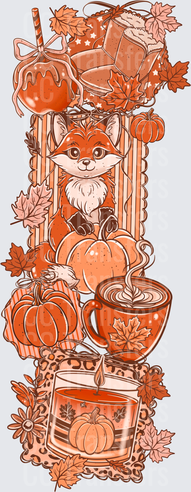 Cute Fox Autumn Pumpkin Latte Caramel Apple Fall (DTF)
