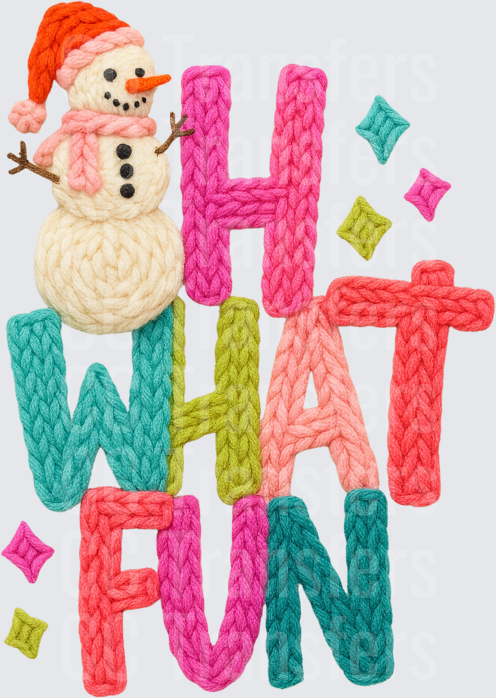 Oh What Fun Knit Yarn Snowman Christmas (DTF)