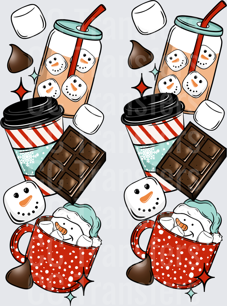 Snowman Hot Cocoa Stack Christmas Winter Drinks (DTF)