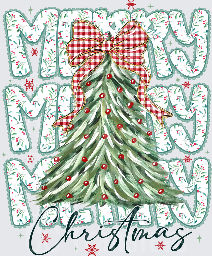 COQUETTE FLORAL MERRY CHRISTMAS TRANSFER BLACK