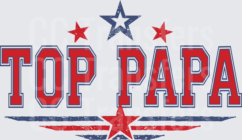 Top Papa Bold Stars Wings Patriotic Grunge Design (DTF)