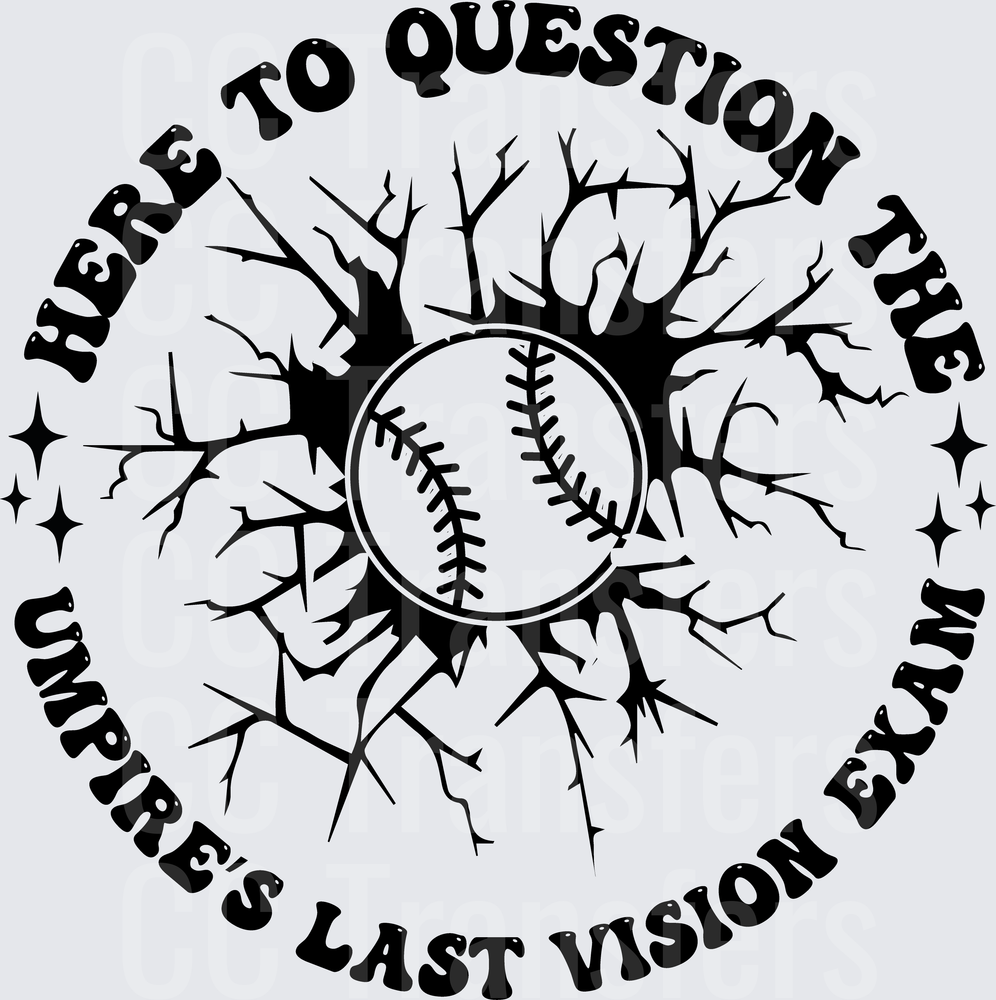 Here To Question The Umpire's Last Vision Exam Baseball (DTF)