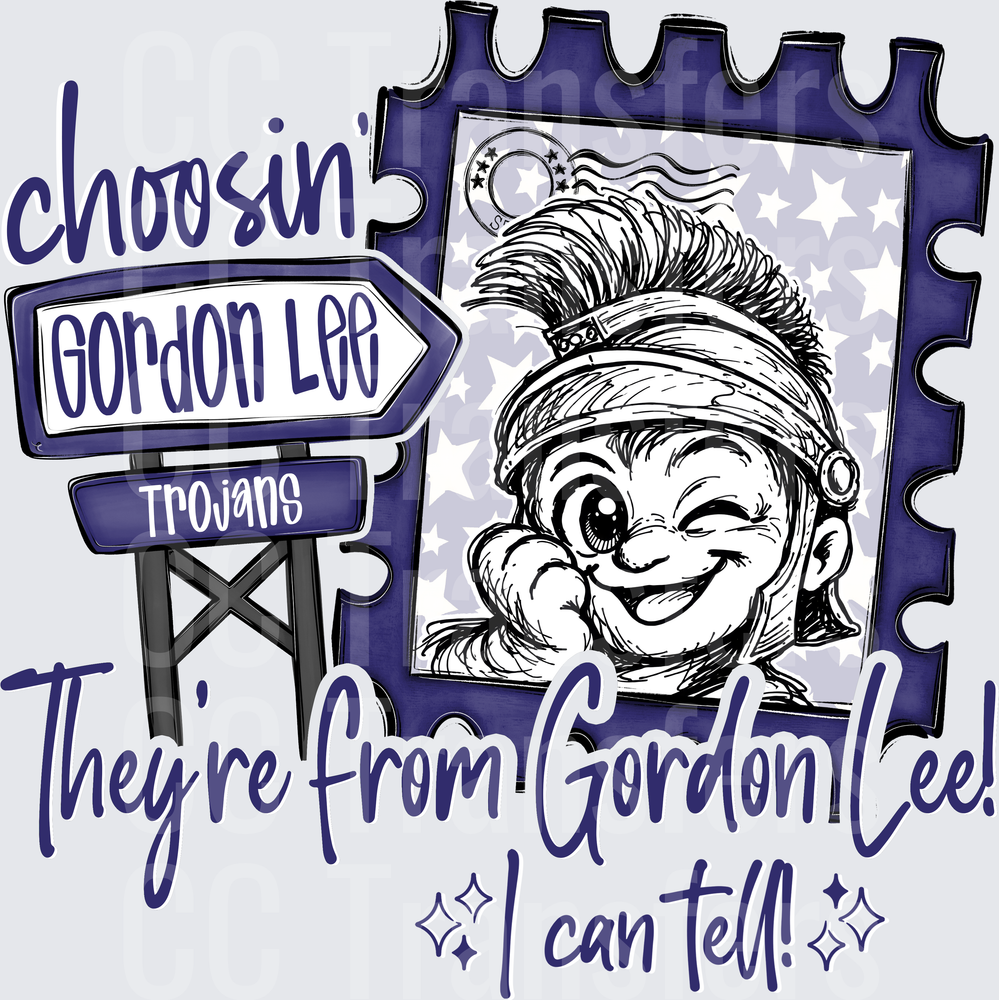 Choosin' Gordon Lee Trojans Mascot Stamp Design (DTF)