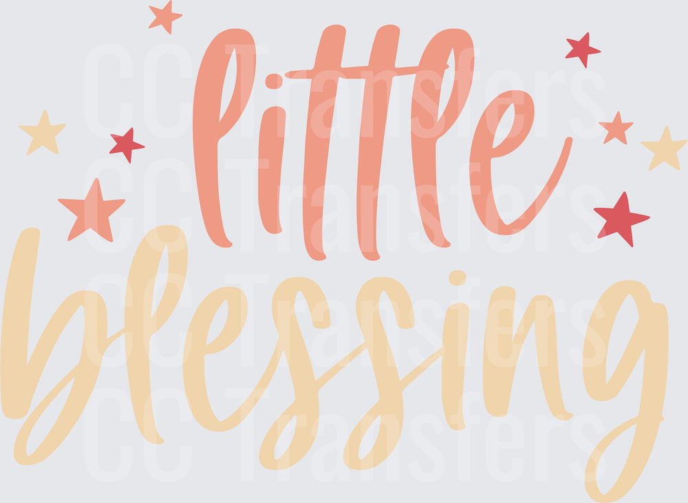 Little Blessing Script with Stars in Warm Tones (DTF)