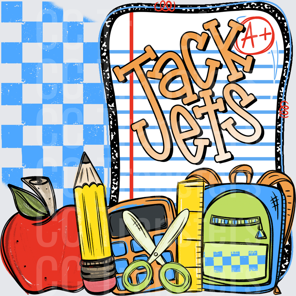 Back to School Supplies Notebook A+ Checkered Design (DTF)