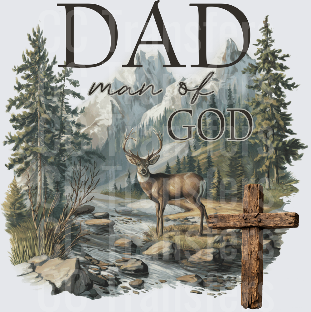 Dad Man of God Buck Mountain Wilderness Cross (DTF)