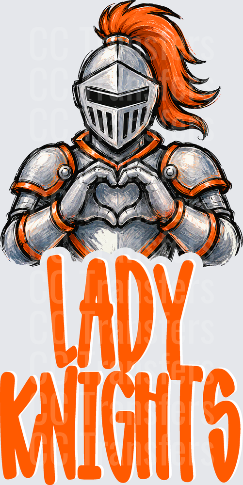 Lady Knights Armored Knight Heart Hands Orange (DTF)