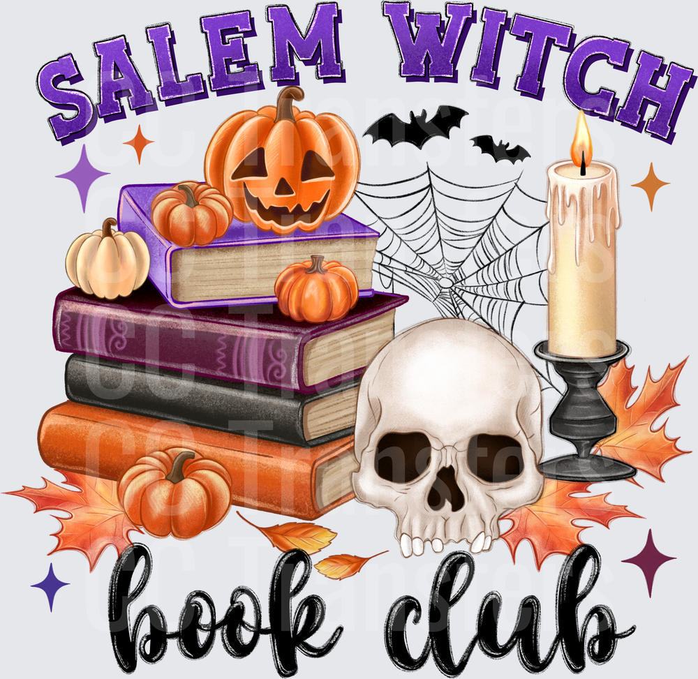 Salem Witch Book Club Halloween Stack Skull Candle (DTF)