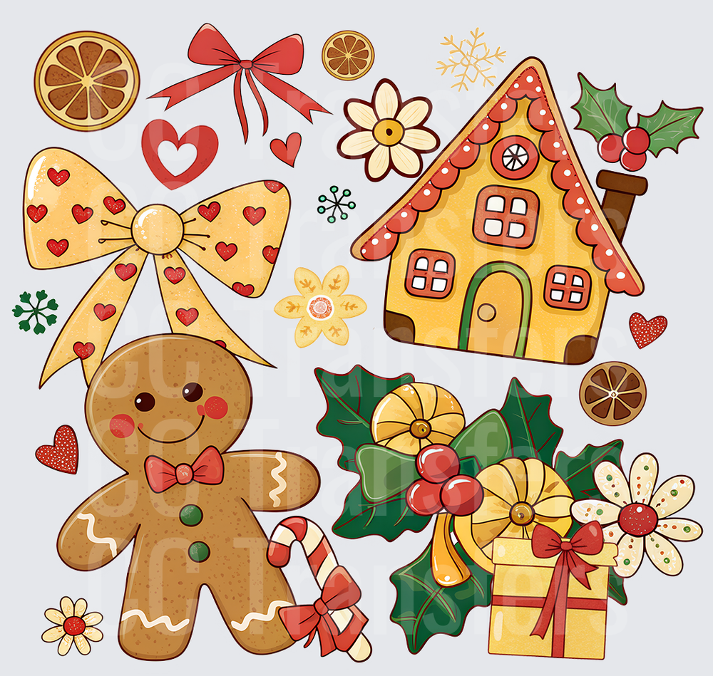 Gingerbread Man Christmas Holiday Festive Collage (DTF)