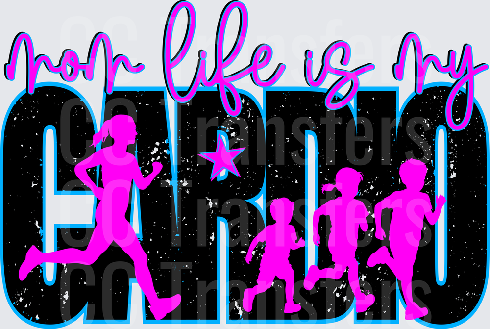 Mom Life Is My Cardio Running Mom Kids Silhouette (DTF)