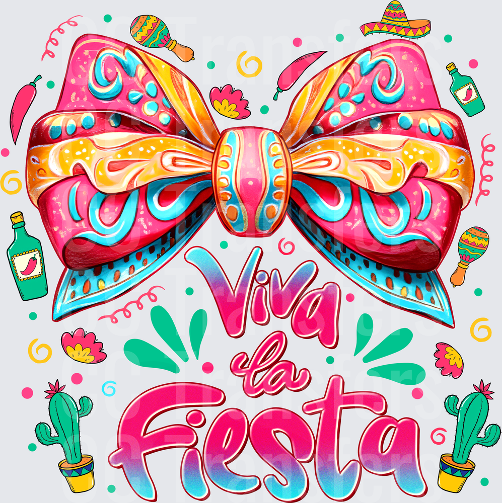Viva La Fiesta Colorful Bow Cinco de Mayo (DTF)