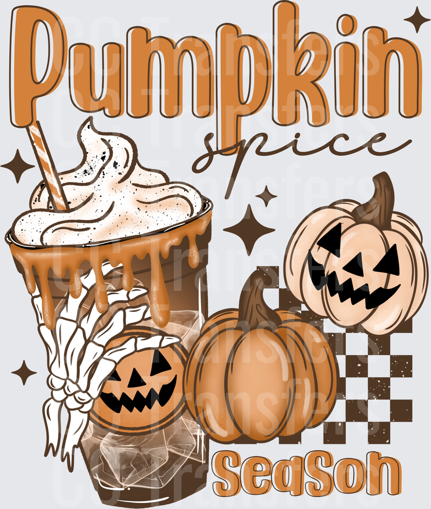 Pumpkin Spice Season Halloween Latte Skeleton Hand (DTF)
