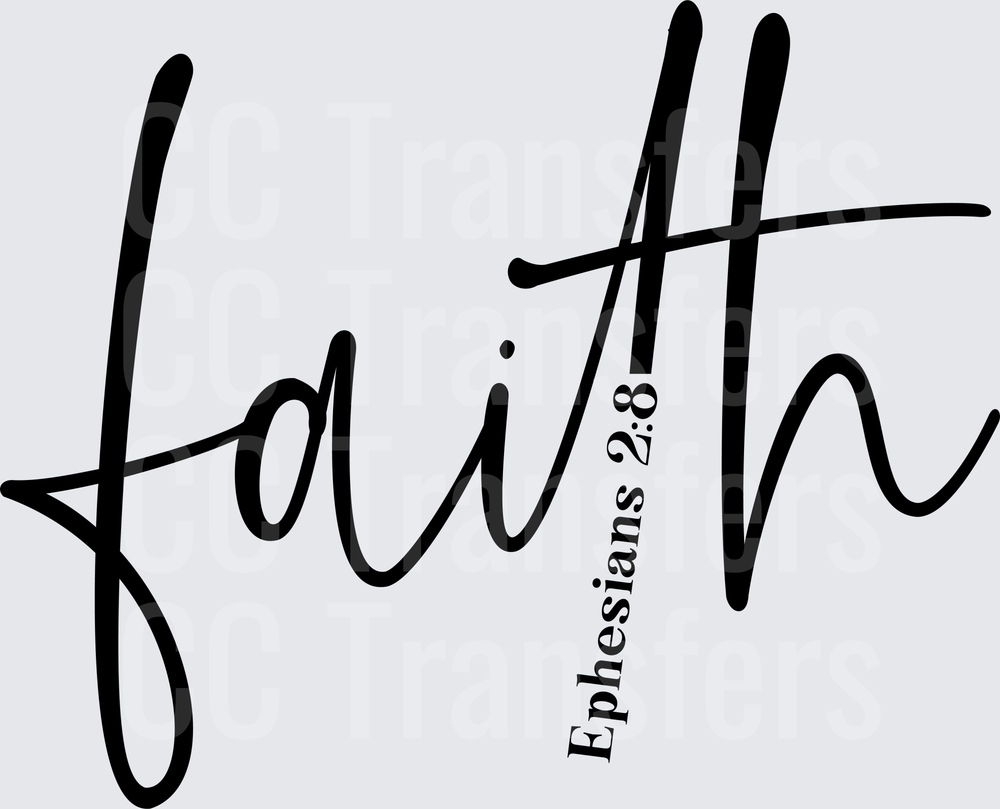 Faith Script with Cross and Ephesians 2:8 Reference (DTF)