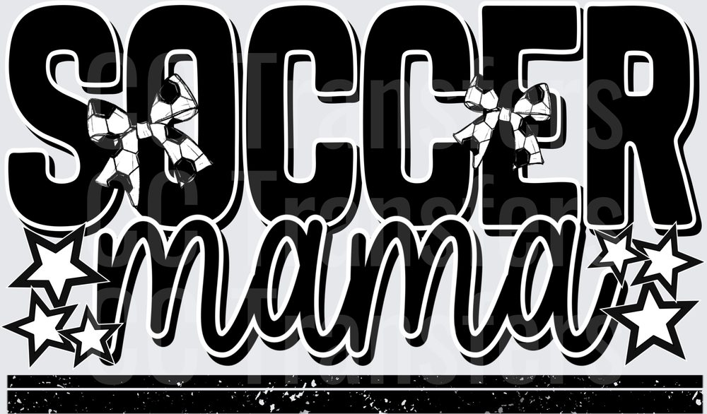 Soccer Mama Bold Lettering with Ball Bows and Stars (DTF)