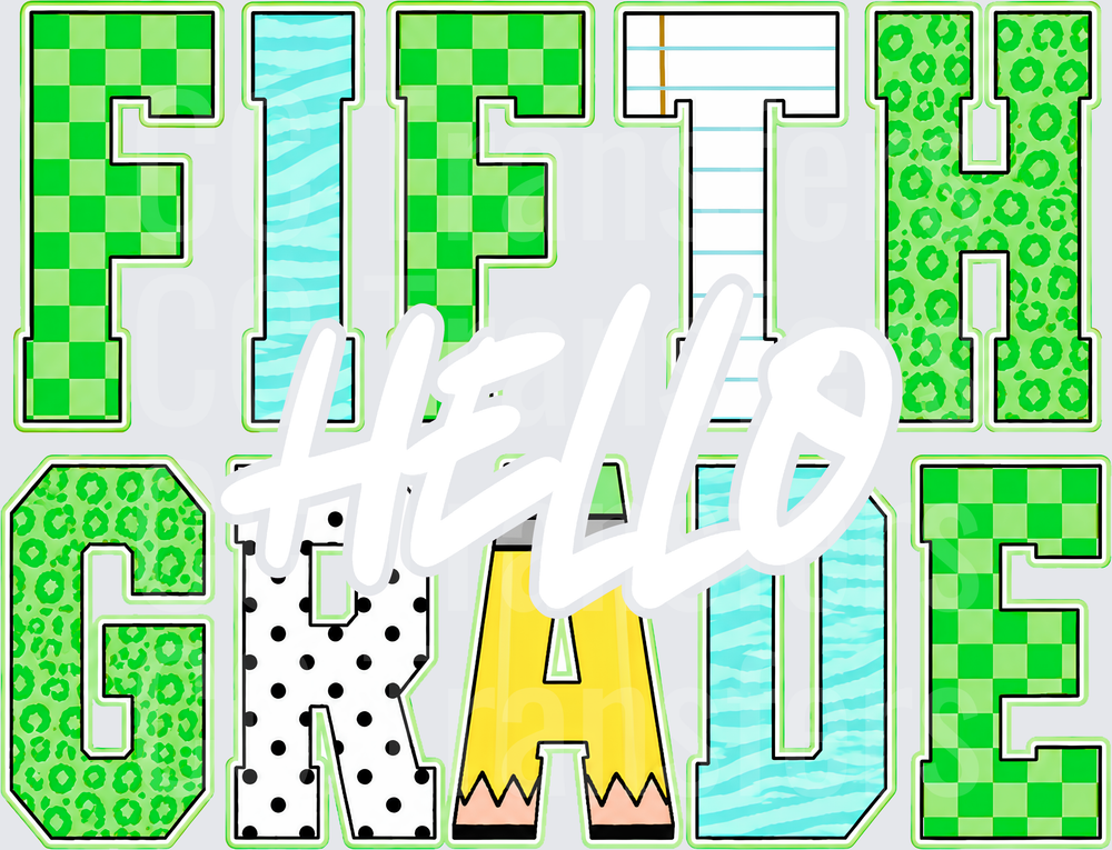 Fifth Grade Patterned Bold Letter Design (DTF)