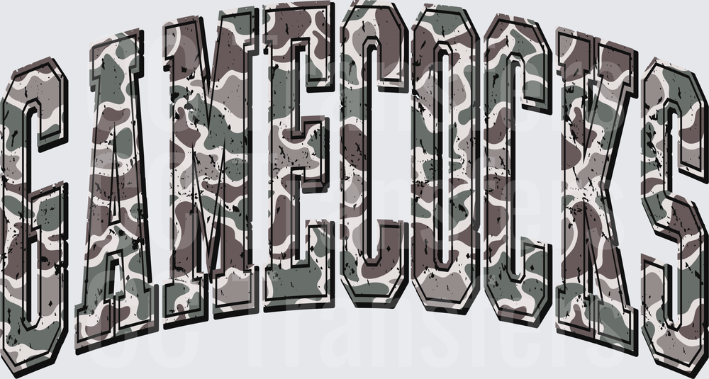 Gamecocks Arched Camo Distressed Bold Lettering (DTF)