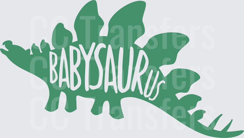 Green Stegosaurus Silhouette Babysaurus Text (DTF)