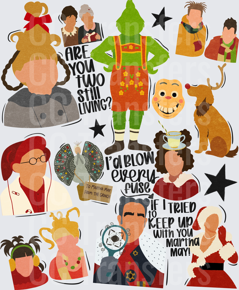Christmas Movie Character Collage with Quotes (DTF)