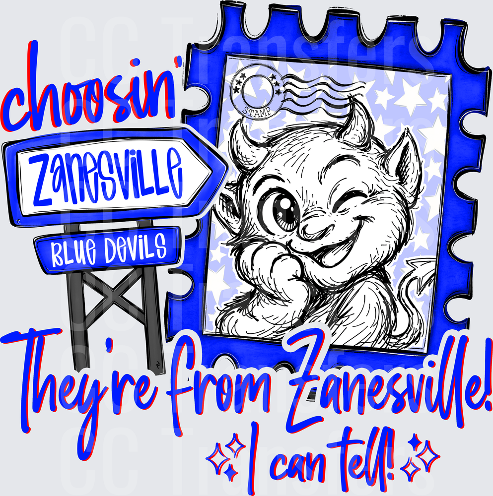 Choosin Zanesville Blue Devils They're From Zanesville I Can Tell (DTF)