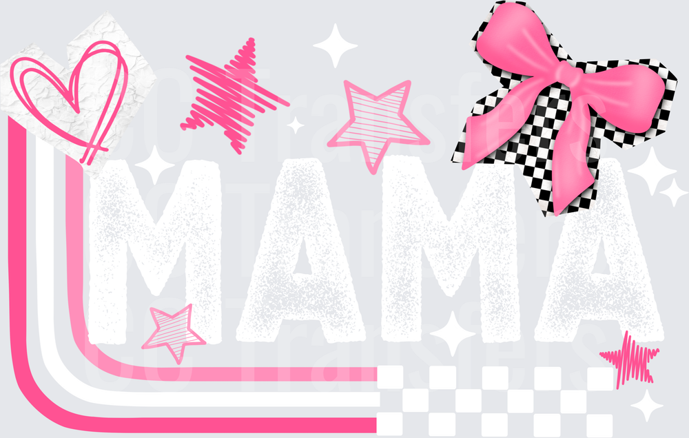 Pink Coquette Bow Stars Heart Doodle Border Frame (DTF)