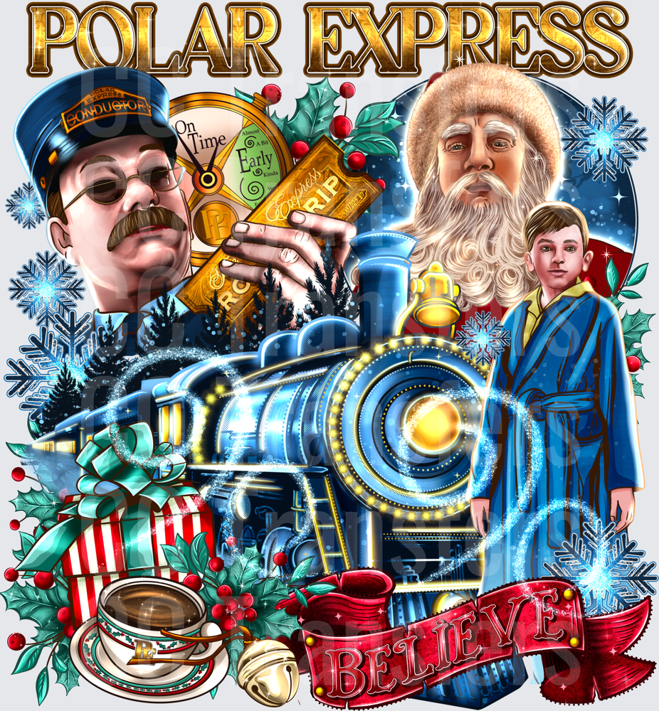 Polar Express Believe Christmas Train Holiday Scene (DTF)