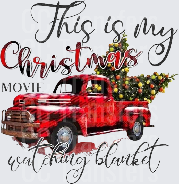 This Is My Christmas Movie Watching Blanket Red Plaid Truck (DTF)