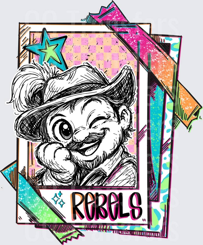 Rebels Sketch Portrait Retro Trading Card Style (DTF)