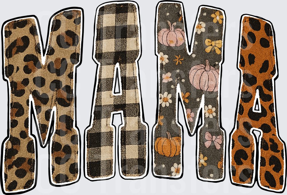 Mama Mixed Pattern Leopard Plaid Fall Pumpkin Letters (DTF)