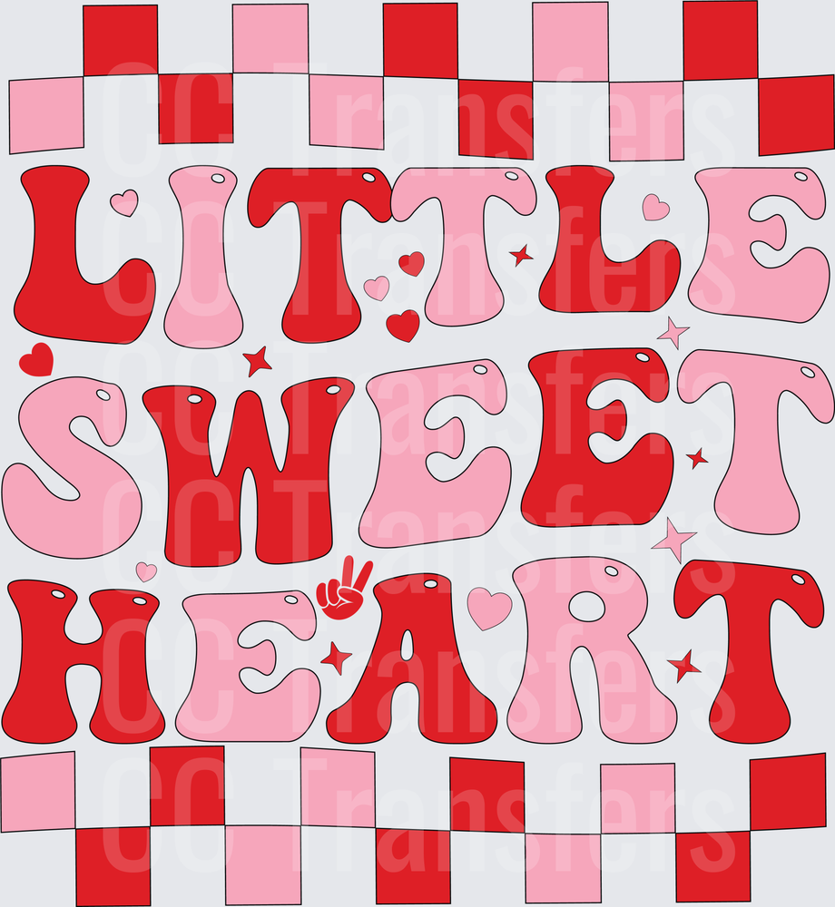 Little Sweetheart Retro Groovy Valentine Red Pink (DTF)