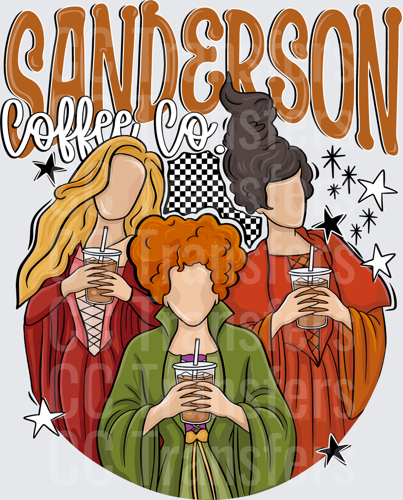 Witch Sisters Holding Iced Coffee (DTF)