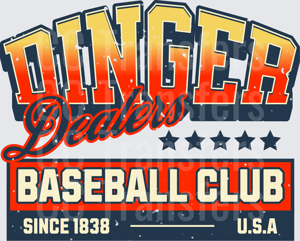 Dinger Dealers Baseball Club Since 1838 USA Vintage Badge (DTF)