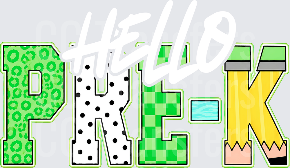 Pre-K Bold Patterned Letters with Pencil Design (DTF)