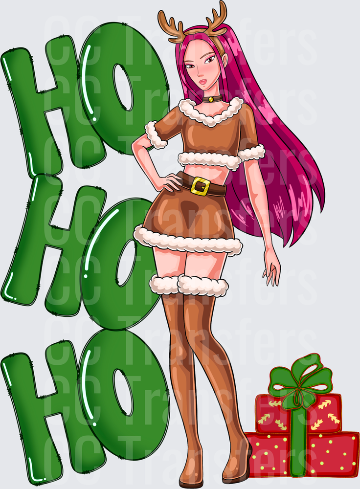 Sexy Reindeer Girl Ho Ho Ho Christmas Gift (DTF)