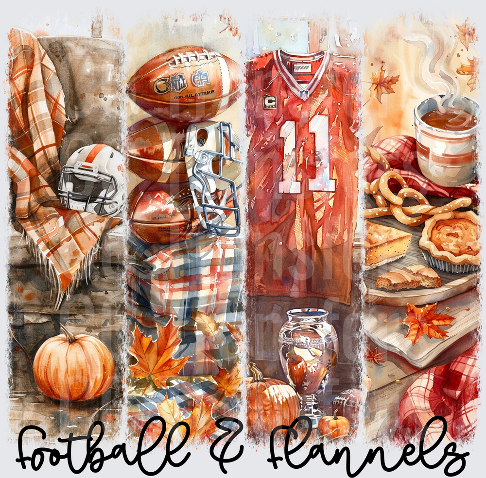 Football & Flannels Fall Autumn Watercolor Panel (DTF)
