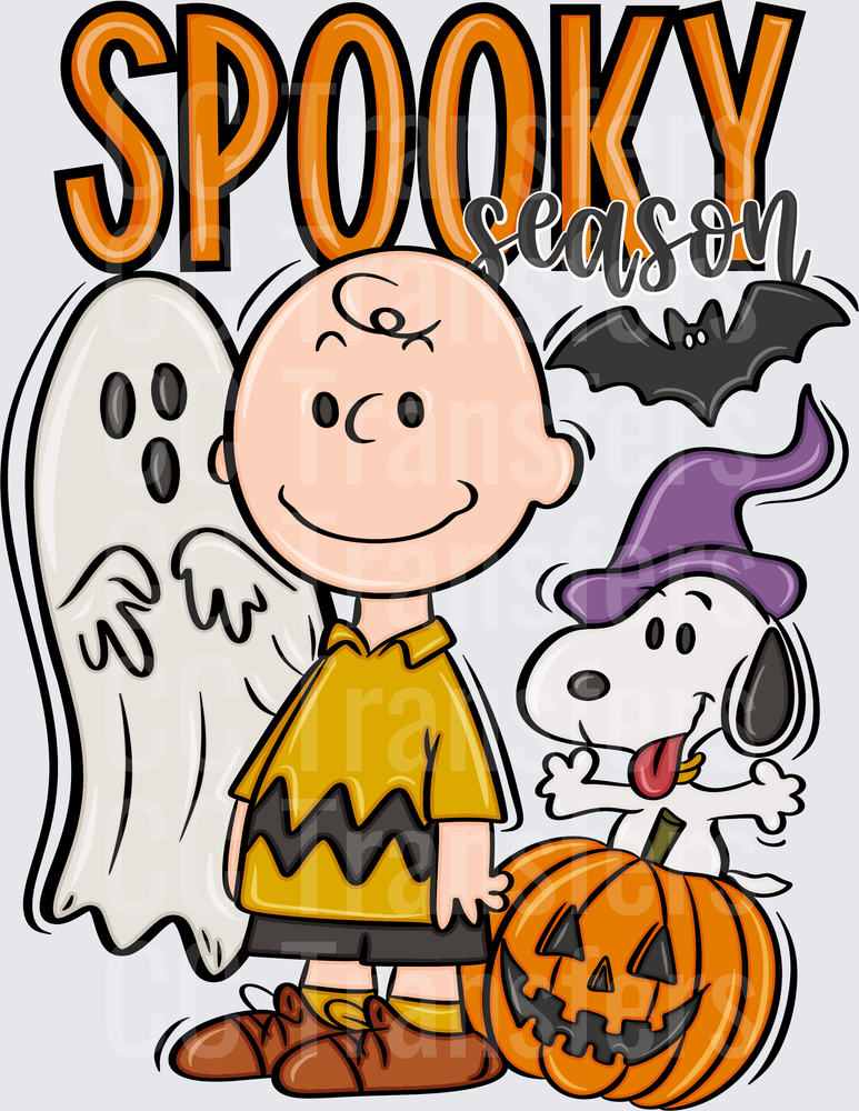 Spooky Season Round Head Boy Dog Ghost Pumpkin Halloween (DTF)