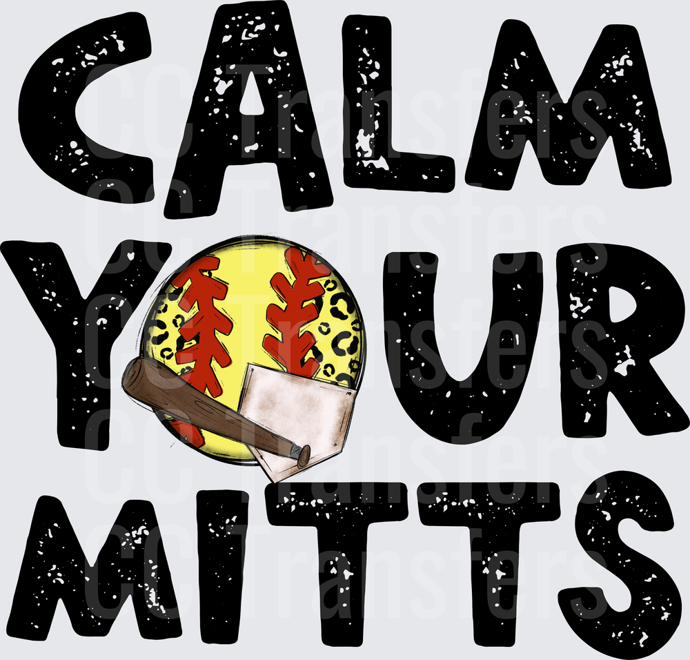 Calm Your Mitts Leopard Softball Bat Distressed (DTF)