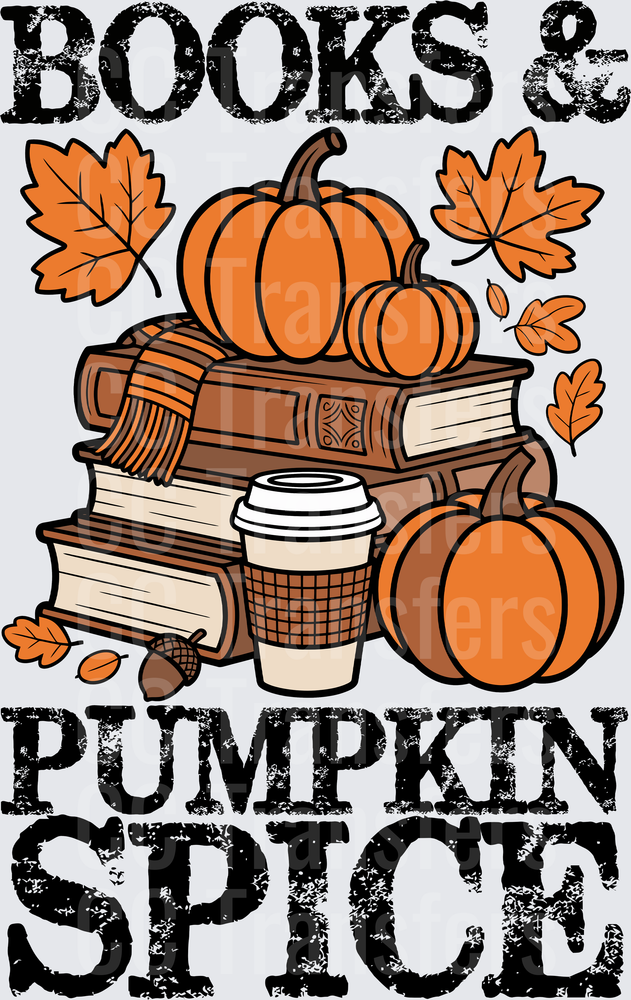 Books & Pumpkin Spice Fall Autumn Stack Reading (DTF)