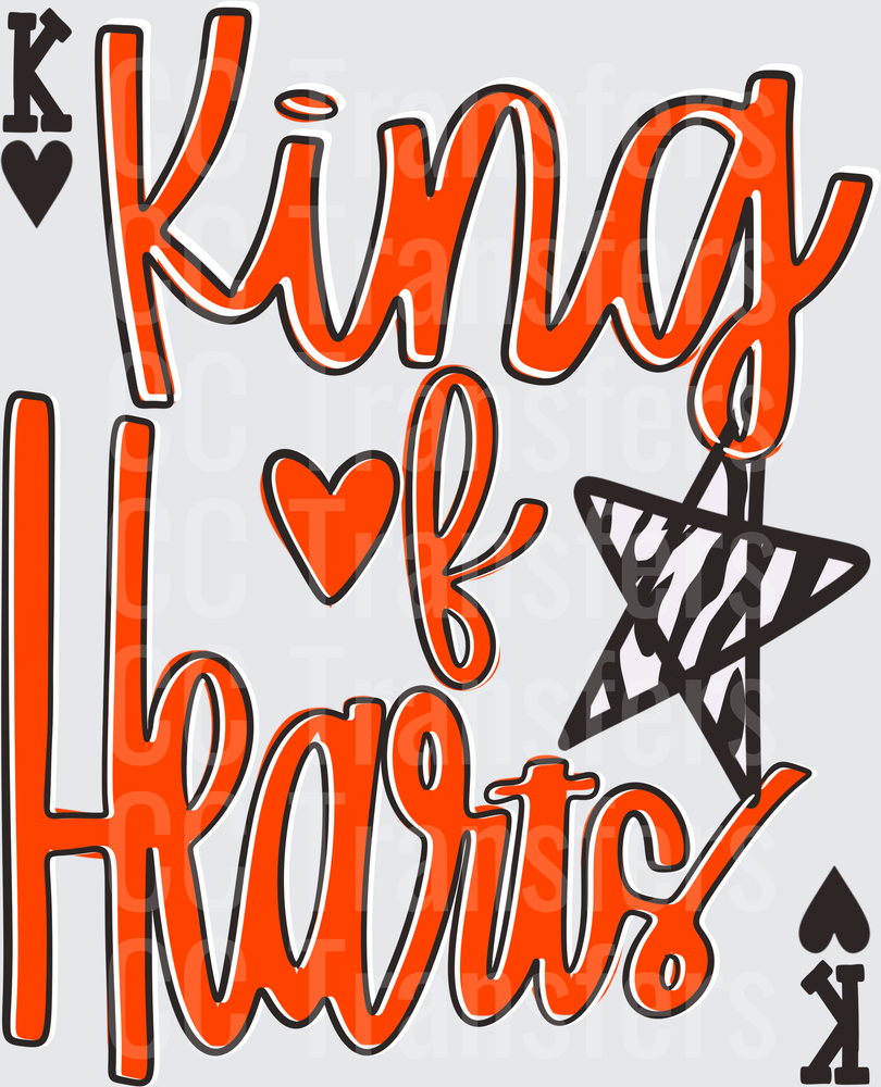 King of Hearts Bold Script with Zebra Star (DTF)