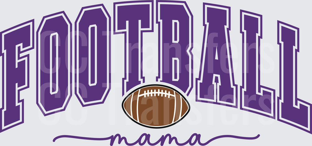 Purple Arched Football Mama Script with Ball (DTF)
