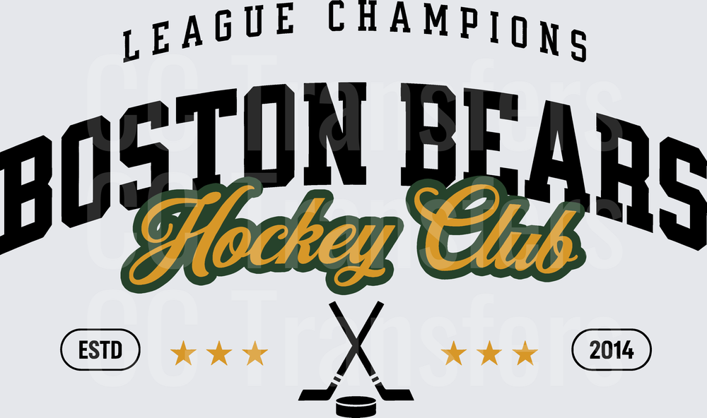 Boston Bears Hockey Club League Champions Arched Logo (DTF)