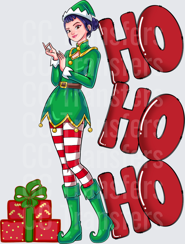 Sexy Christmas Elf Girl Ho Ho Ho Holiday (DTF)