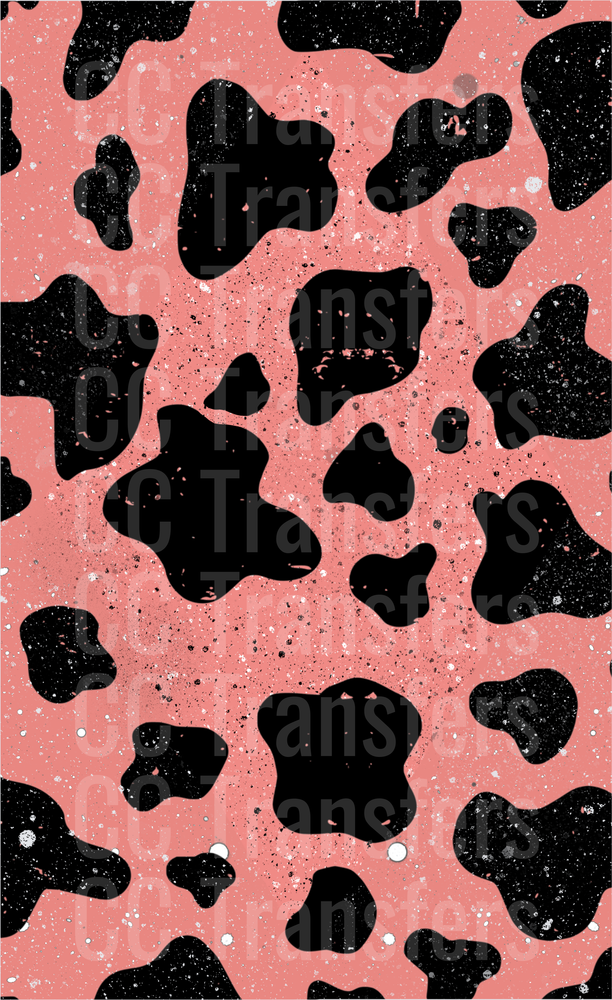 Pink and Black Cow Print Grunge Splatter Pattern (DTF)