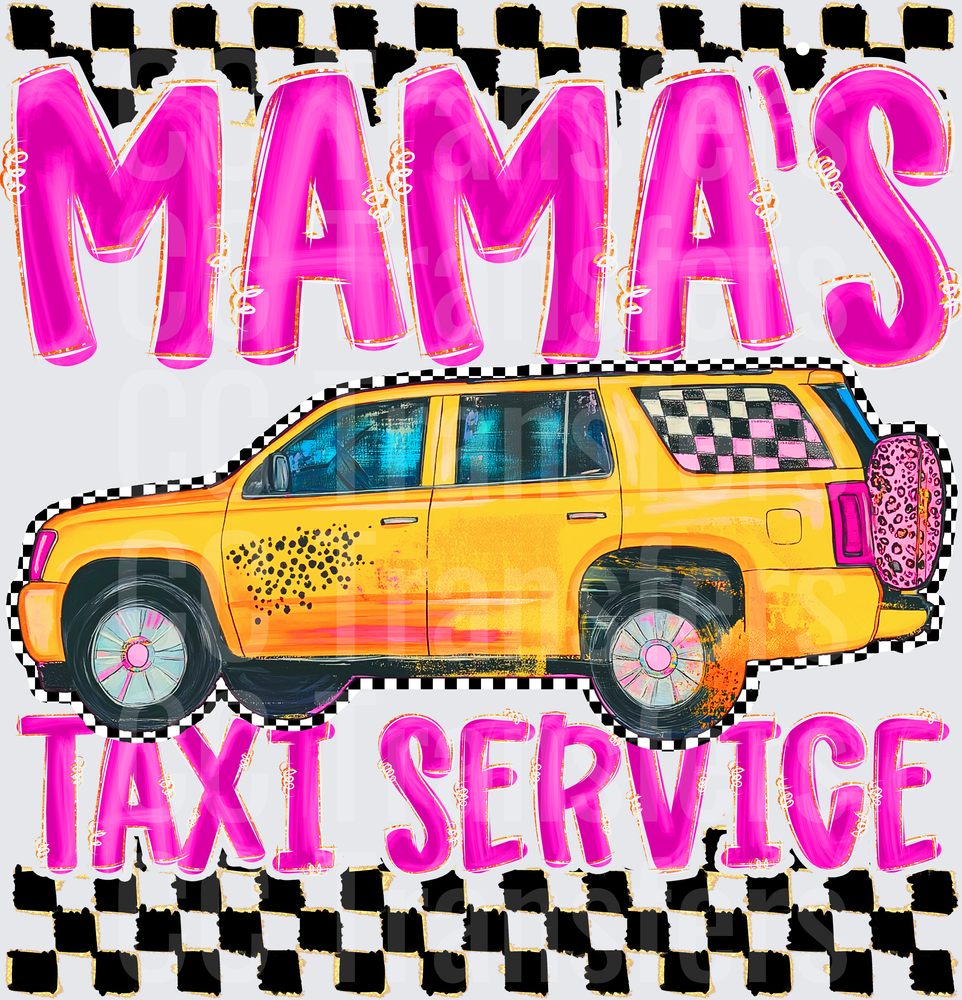 Mama's Taxi Service Pink Checkered SUV Design (DTF)