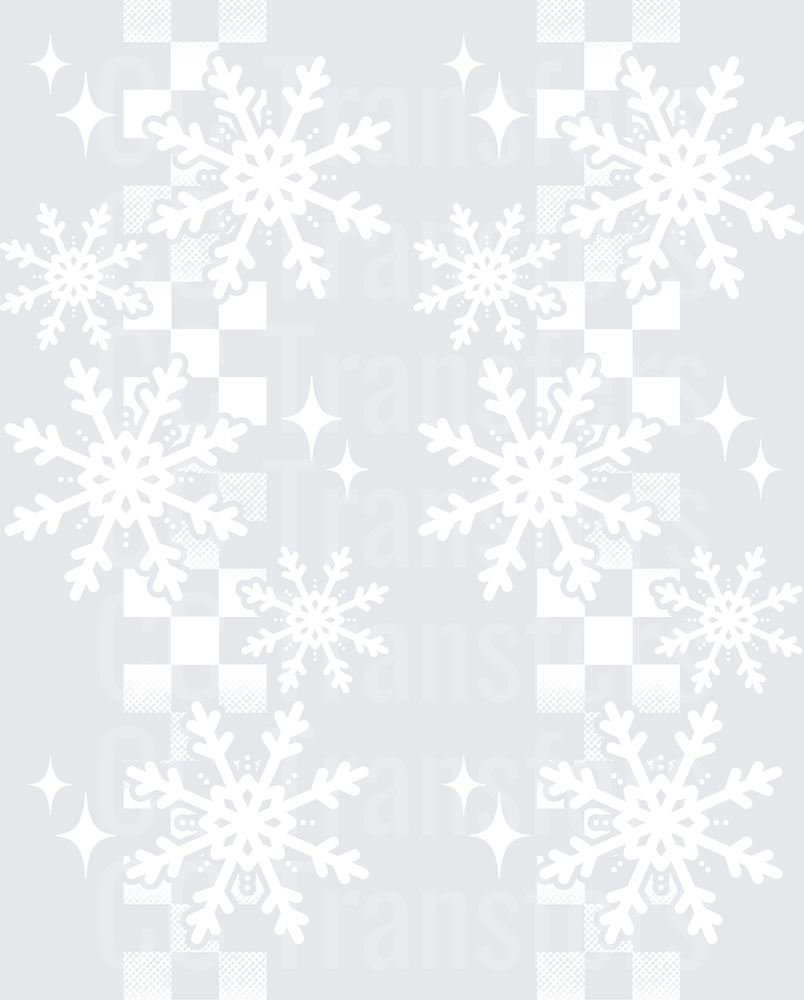 Black and White Checkered Snowflakes with Sparkles (DTF)