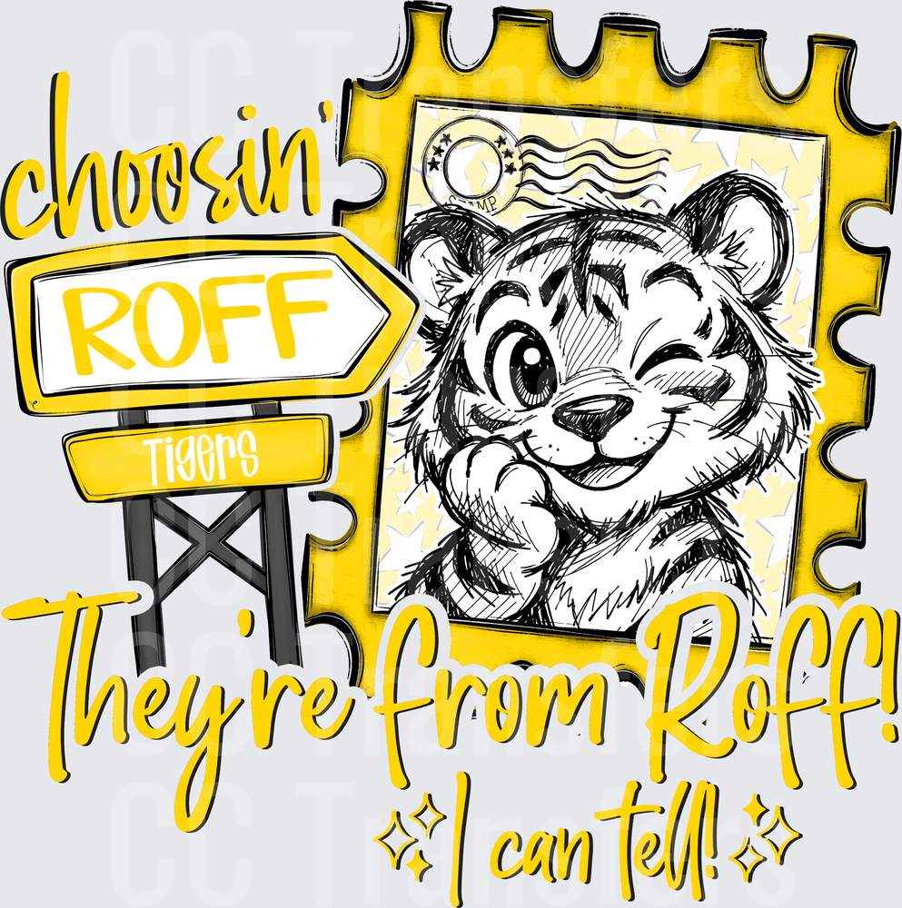 Choosin Roff Tigers Cute Tiger Postage Stamp Design (DTF)