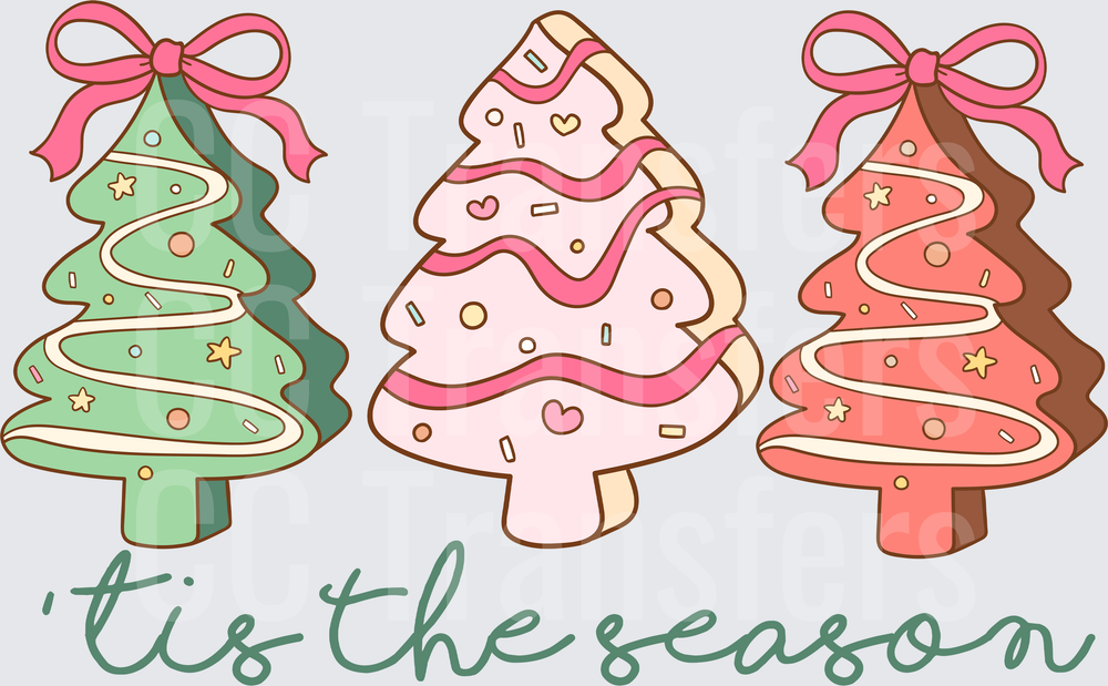 Tis The Season Christmas Tree Sugar Cookies DTF