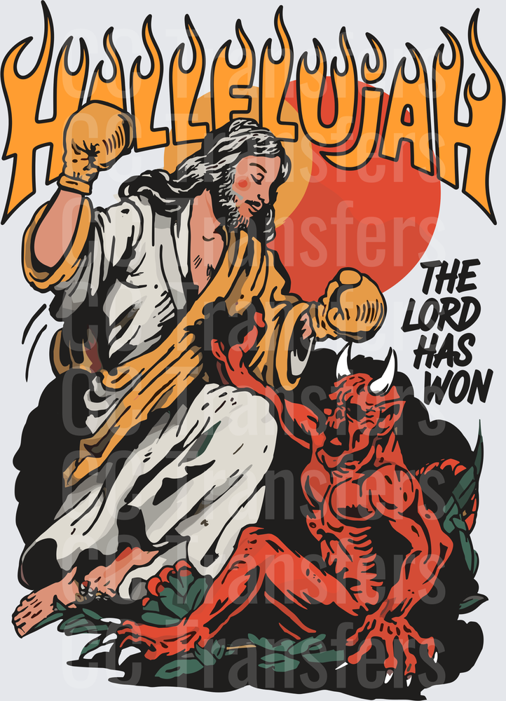 Hallelujah The Lord Has Won Jesus Boxing Devil (DTF)